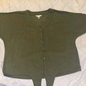 Time and Tru Sage Green V-Neck Blouse